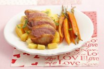 Duck breast with pineapple — Stock Photo