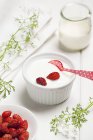 Yogurt with wild strawberries — Stock Photo