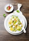 Courgette salad with mozzarella — Stock Photo