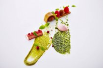 Rhubarb with pistachio cream — Stock Photo