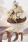 Cupcake with almond nougat — Stock Photo