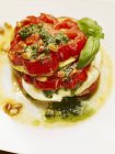 Beefsteak tomato with burrata — Stock Photo