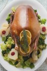 Roasted duck with savoy cabbage — Stock Photo