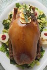 Roasted duck with savoy cabbage — Stock Photo