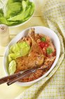 Chicken leg with rice — Stock Photo