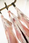 Lamb hanging in butchers — Stock Photo