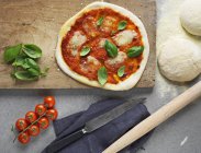 Пицца Маргарита с базиликом — стоковое фото