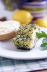 Fried cod fillet with parsley — Stock Photo