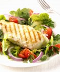 Grilled chicken breast with salad — Stock Photo