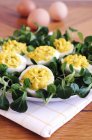 Eggs filled with herbs — Stock Photo