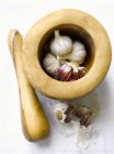 Lampadine di aglio in malta — Foto stock