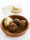 Meatballs with white bread — Stock Photo
