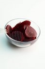 Pickled beetroot in glass bowl with fork — Stock Photo