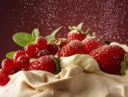 Крупный план Павлова с летними фруктами и сахаром — стоковое фото