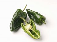 Green Poblano chilli peppers — Stock Photo