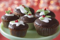 Chocolate Christmas cupcakes — Stock Photo