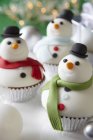 Snowman cupcakes for Christmas — Stock Photo
