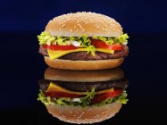 Cheeseburger com tomate e salada — Fotografia de Stock