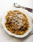 Tagliatelle pasta with beef meat — Stock Photo