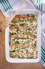 Courgette bake with salmon — Stock Photo