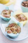 Banana muffins with roasted almonds — Stock Photo