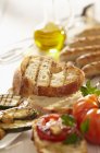 Bread and olive oil — Stock Photo