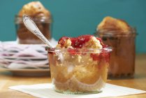 Peanut muffin with raspberry jam — Stock Photo