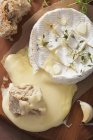Camembert assado com tomilho e alho — Fotografia de Stock