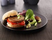 Hamburger con pomodori e insalata — Foto stock