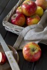 Pommes mûres rouges dans le panier — Photo de stock