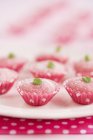 Closeup view of Brazilian strawberry sweets with condensed milk — Stock Photo
