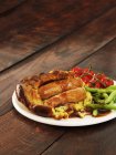 Toad in the hole with beans — Stock Photo