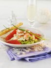 Avocado tartar with prawns and grapefruit — Stock Photo