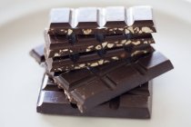 Dark chocolate with crispy nougat — Stock Photo