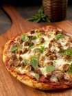 Сільська піца з сосисками — стокове фото