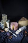 Selection of cheeses with figs — Stock Photo