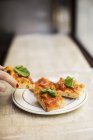 Kleine Scheiben Pizza — Stockfoto