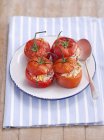 Tomatoes filled with rice — Stock Photo