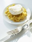 Poached egg on mashed potatoes — Stock Photo