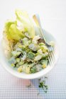 Vegetable salad with turkey and pasta — Stock Photo