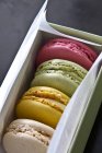 Colourful macaroons in box — Stock Photo
