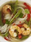 Prawn soup with noodles — Stock Photo