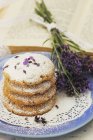 Stack of lavender biscuits — Stock Photo