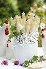 Asparagi bianchi in vaso di fiori — Foto stock