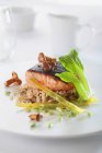 Salmon fillet with chanterelle mushrooms — Stock Photo