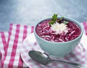 Beetroot soup with horseradish — Stock Photo