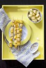 Grilled pineapple and polenta — Stock Photo