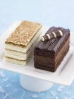 Tiramisu slice and a chocolate slice — Stock Photo