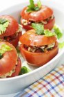 Tomatoes filled with pasta salad — Stock Photo