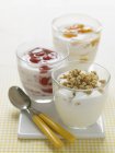 Three glasses of yoghurt — Stock Photo